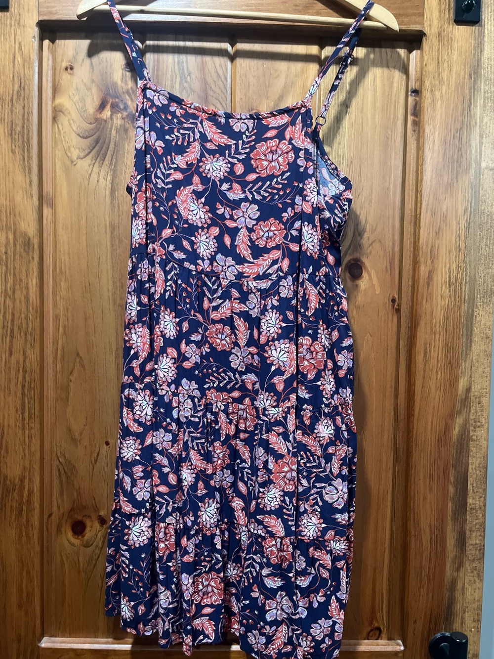 Old Navy Navy Dress with Coral and White Floral Print